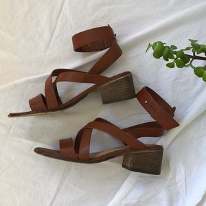 brown strappy heeled sandals